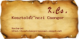 Kosztolánczi Csongor névjegykártya